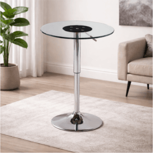 ترابيزة بار هيدروليك زجاج سمك ٨٠ مم قطر ٦٠ سم